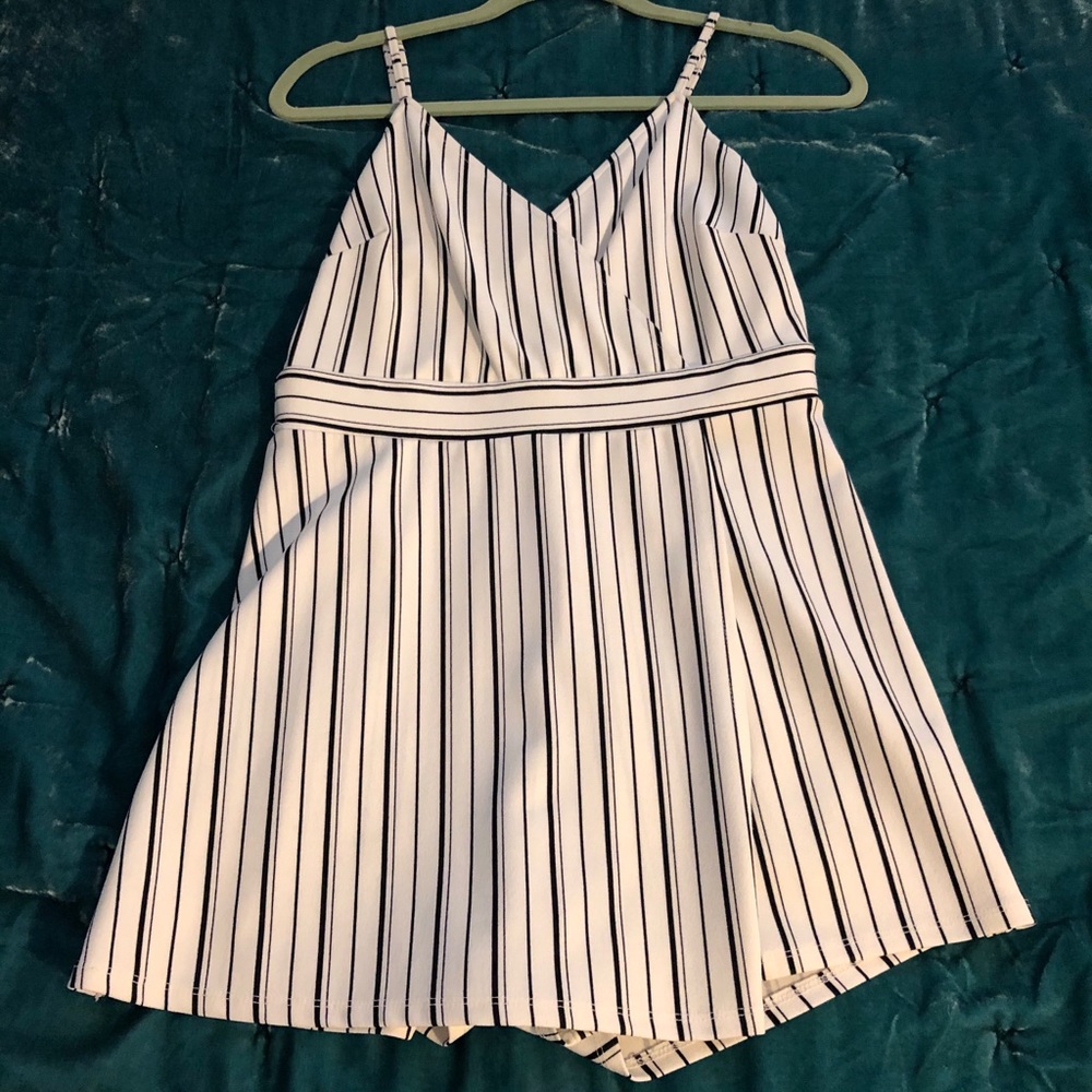 Aqua striped romper